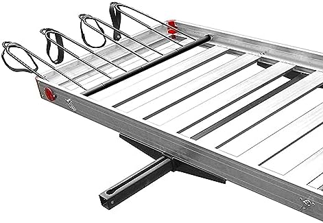 Truck Hitch Cargo Carrier - 500 lb Aluminum 2-in-1 Rack, Silver | Fits 2 in Receivers, Holds 4 Bicycles, 62 x 27 x 3 in Platform, Wheel Mount Design
