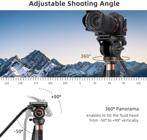 Cayer H8 Tripod Fluid Head, 60mm Base Video Head 13.2 Lb Load for Camera | Metal Housing, Adjustable Pan Handle, Smooth Fluid Movement