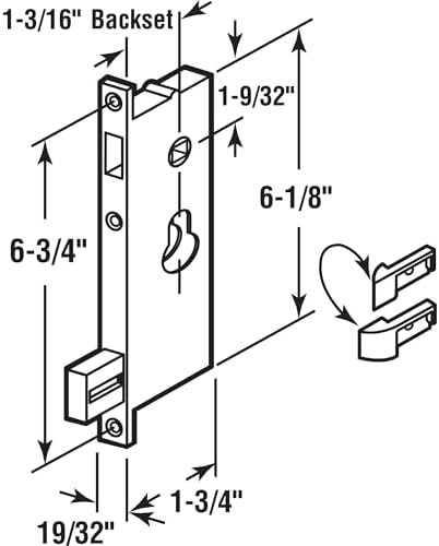 Prime-Line K 5092 Steel and Diecast Security Door Keyed-Locking Mortise Handle Set for Security Screen Doors, 6-3/4 Inch Mounting Hole Centers, Black, Set of 1