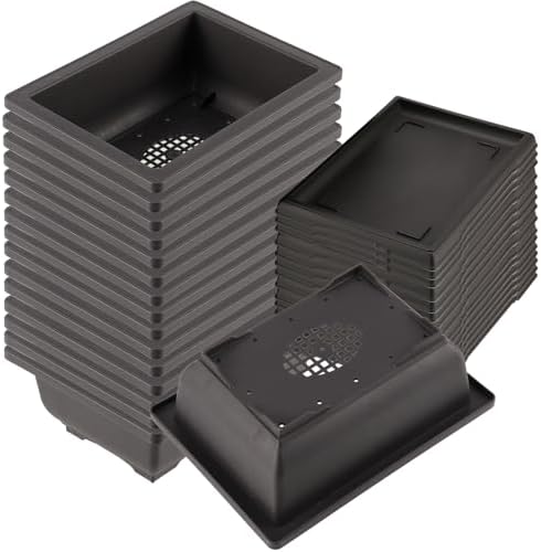 KINJOEK 25 PCS 6.5 Inch Plastic Bonsai Training Pots, Rectangular Plant Bonsai Tree Pot