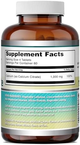 Amazing Formulas Calcium Citrate 1000 Mg | Tablets Supplement | Non-GMO | Gluten-Free | Made in USA (1 Pack | 240 Count)