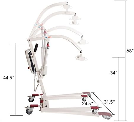 Patient Lift Electric Unfoldable Hydraulic Body Transfer for Home Use Seniors Easy-Assembly, Battery-Powered