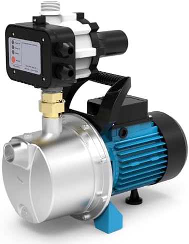 LEO 1.5 HP Water Pressure Booster Pump for Home with Smart Controller Automatic, 1200 GPH Self-Priming Shallow Well Jet Pump 110V