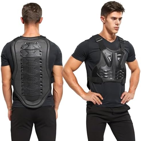 PELLOR Motorcycle Armor Vest Chest Back, Motocross Body Guard Vest Skiing Riding Skating Anti-Fall Vest Protective Gear