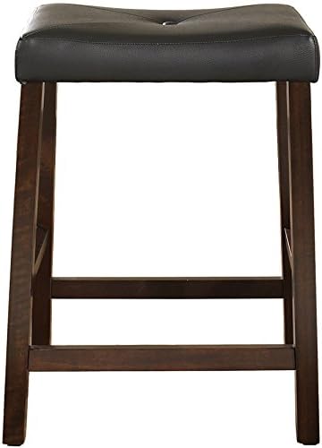 Crosley Furniture Upholstered Saddle Seat Counter Height Bar Stools Set of 2, Black, 24-inch