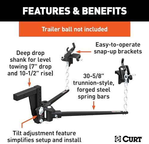 Deep Drop Trunnion Bar Weight Distribution Hitch (8K - 10K lbs, 30-5/8" Bars)