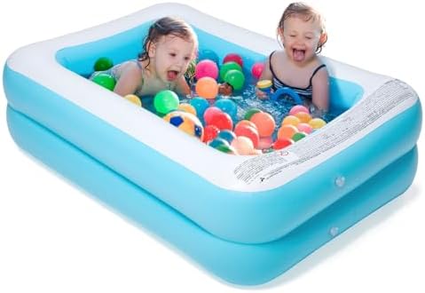 Inflatable Kiddie Pool, 50x33x17 Inch Rectangular