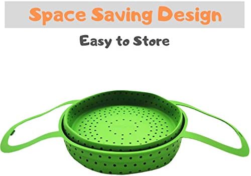 Silicone Steamer Basket | Foldable, Space-Saving | Fits 6,8 Qt Instant Pot and Similar-Sized Pressure Cookers Accessories | Silicone Strainer