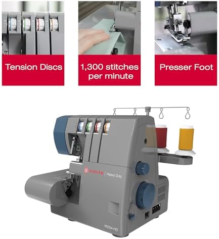 SINGER® X5004-HD Serger Overlock Machine, 2-3-4 Thread Capability
