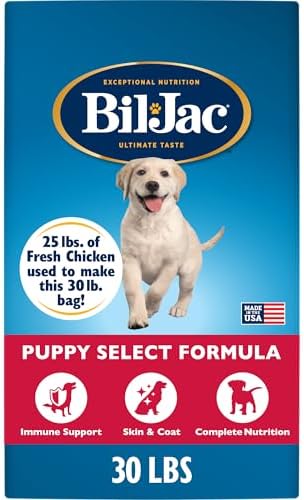 Bil-Jac Puppy Select Dry Dog Food with Fresh Chicken & Probiotics | 30 lb | Fresh Chicken is the #1 Ingredient with Easy-to-Chew Bites, Probiotics & Omega Fatty Acids to Support Healthy Puppy Growth