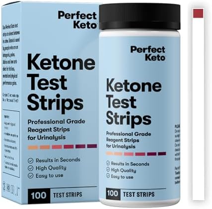 Perfect Keto Ketone Test Strips Kit for Testing Ketones on Low Carb Ketogenic Diet, Monitor Ketosis, Keto Diet Tracker, Urine Test Strips, 100 CT