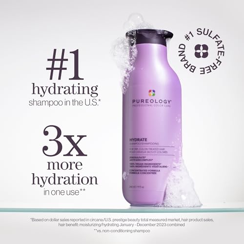 Pureology Hydrate Shampoo – Moisturizes & Nourishes Dry Hair, Sulfate-Free