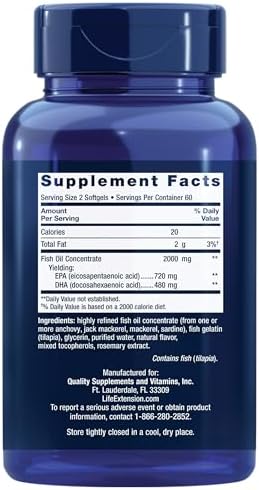 Life Extension Mega EPA/DHA, Omega-3 Fatty acids, Heart & Brain Health, Non-GMO, Gluten-Free
