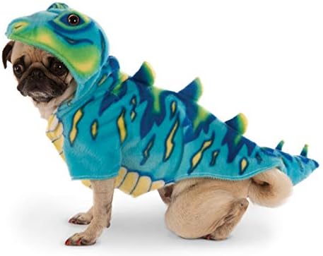 Blue Dino Hoodie for Pet, Medium, Multicolor