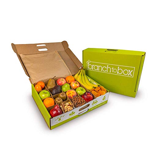 A Gift Inside Fresh Fruit & Healthy Snacks Gift Basket – 30 Pieces of Seasonal Fruit with Apples, Pears, Citrus, Nuts, Dried Fruit & Trail Mix