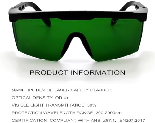 FreeMascot IPL 200nm-2000nm Laser Safety Glasses for Laser Hair Removal Treatment and Laser Cosmetology Operator Eye Protection with Case (Green)