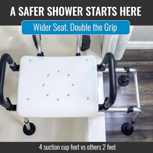 DMI Tub Transfer Bench and Shower Chair with Non Slip Aluminum Body, FSA Eligible, Adjustable Seat Height and Cut Out Access, Holds Weight up to 400 Lbs, Bath and Shower Safety, Transfer Bench