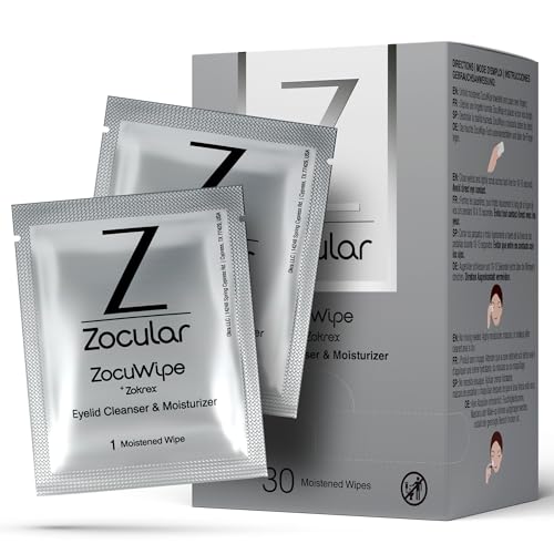 Zocular Zocuwipe Eyelid Wipes, Gentle Cleansing & Moisturizing, 30 Count | Okra-based Cleansing Formula, Eyelid Hygiene, Eyelid Comfort, Individually Wrapped, Rinse Free, Ophthalmologist-Developed