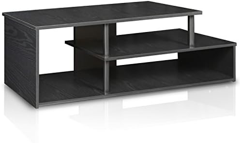 Furinno Econ Low Rise TV Stand, Espresso/Black | Open Shelf, TV Console for TV up to 46 Inch, for Living Room, Bedroom