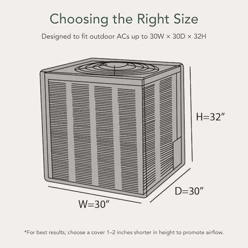 Covermates Classic Heavy-Duty Air Conditioner Cover - Durable All-Weather Protection for Outdoor Central AC Units - Water-Resistant 12-Gauge Vinyl Shell, 26W x 26D x 32H, Green