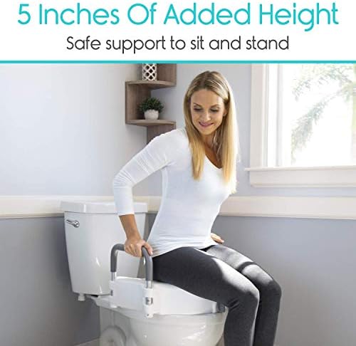 Vive Raised Toilet Seat - 5" Portable, Elevated Toilet Seat Riser | Extender - Elongated and Standard Fit Commode Lifter - Bathroom Safety Extender Assists Disabled, Elderly, Seniors