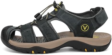 FLARUT Men's Sport Sandals Closed Toe Leather Water Hiking Shoes