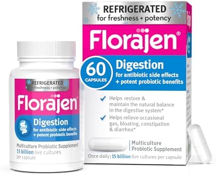 Florajen3 Digestion High Potency Refrigerated Probiotics | Restores Balance in Digestive System | for Antibiotic Side Effects | 60 Capsules