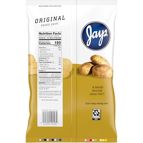 Jays Original Potato Chips, 5.5 Oz Bag