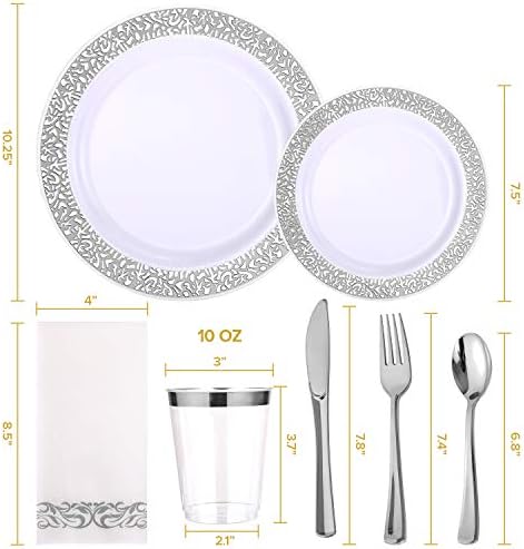 FOCUSLINE 175 Pieces Rose Gold Disposable Dinnerware Set for 25 Guests