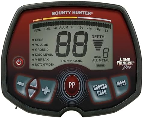Bounty Hunter Land Ranger Pro Metal Detector for Adults with 11" DD Searchcoil, Enhanced V-Break, Ground Balancing, and Target Identification System
