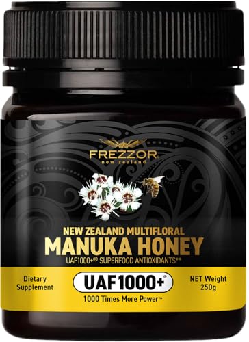 FREZZOR Premium New Zealand Raw Multifloral Manuka Honey with UAF1000+ Super Antioxidant, 230% More Bioactive, Best Support for Everyday Wellness