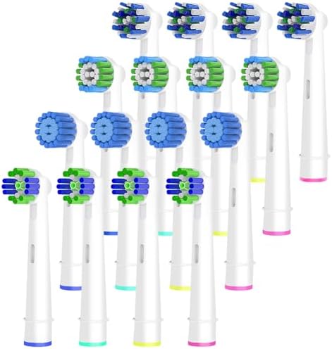 16pcs Replacement Brush Heads Compatible with Oral B Electric Toothbrushes. Pack of 4 Precision Clean, 4 Cross Clean