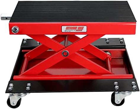 Extreme Max 5001.5059 Wide Motorcycle Scissor Jack with Dolly - 1100 lbs.
