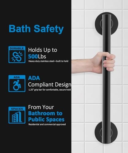 Shower Grab Bar Set, ADA Compliance Brushed Stainless Steel Handicap Grab Bar for Bathtubs and Showers, Modern 3-Pack 18" 24" 36" Shower Safety Bars for Seniors