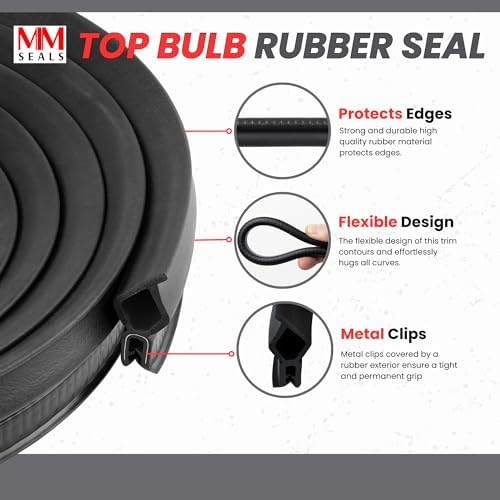 Trim Seal Vertical Bulb Lock Seal 0.87" Bulb Height x 0.039" to 0.22" Grip Range (5 Feet)
