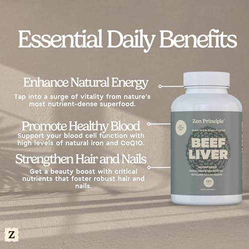 Zen Principle Ultra-Pure Desiccated Beef Liver, Grass-Fed & Finished New Zealand, No Hormones or GMOs, Natural Energy & Workout Support with Iron