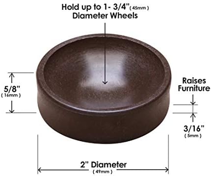 Slipstick CB605 Small Furniture Wheel Caster Cups/Floor Protectors with Non Skid Rubber Grip (Set of 4 Non Slip Furniture Cups) 1-3/4 Inch Round - Chocolate Brown