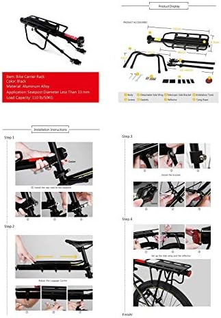 Amarine Made Bike Rear Rack 110 Lbs Capacity Aluminum Alloy or Iron Bicycle Rear Rack Adjustable Pannier Bike Luggage Cargo Rack Quick Release