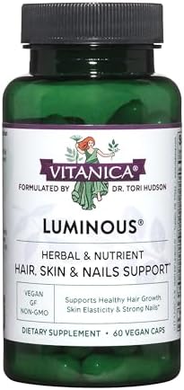 Vitanica Luminous - Hair, Skin & Nail Support Supplement - Nutritional Supplement for Women with Magnesium & Selenium - Vegan Antioxidant Supplement - Consumer Line - 60 Capsules
