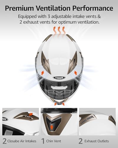 Motorcycle Modular Full Face Helmet DOT Approved - YEMA Helmet YM-925 Motorbike Casco Moto Moped Street Bike Racing Helmet with Sun Visor for Adult Youth Men and Women