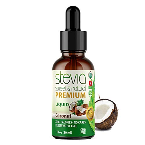 Coconut Premium Quality Stevia Drops | Organic Liquid Stevia | Best Sugar Substitute | 100% Pure Extract | All Naturally Sweet | Non-Bitter, 0 Calorie