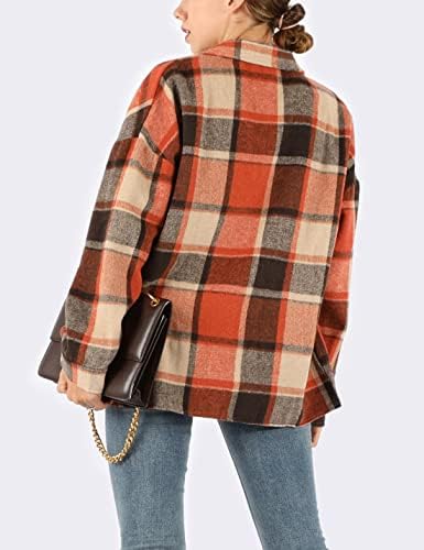 Yeokou Women's Plaid Flannel Shacket Oversized Button Down Long Sleeve Shirt Jacket Casual Spring Fall Outfits