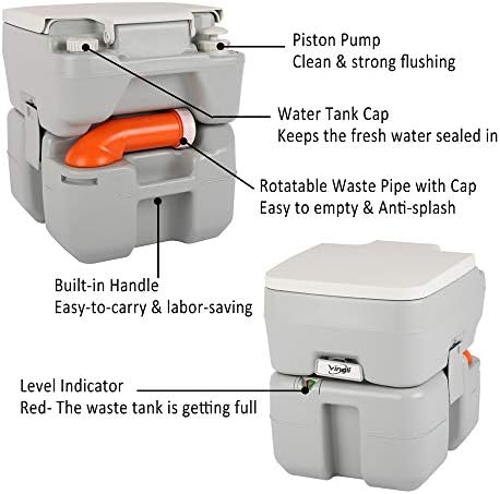 VINGLI Upgraded Portable Sink and Toilet Combo| Self-contained 5 Gal Hand Washing Station & 5.3 Gal Flushing Toilet