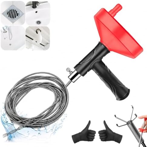 Drain Snake Auger, 33 Feet Plumbing Snake Drain Hair Clog Removal Tool, Heavy Duty Snake Auger