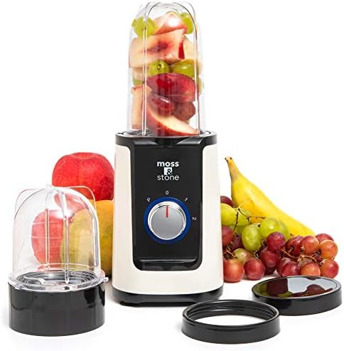Moss & Stone Personal Smoothie Blender, 17oz Blend Cup & 10oz Grind Cup