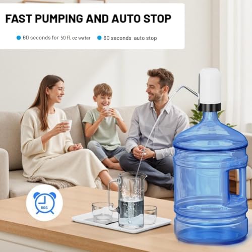 Myvision 5 Gallon Water Dispenser,Portable USB Charging Water Bottle Pump