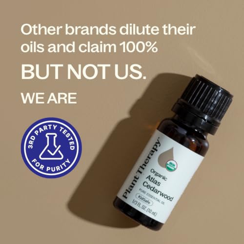 Plant Therapy Atlas Cedarwood Essential Oil 10 mL USDA Certified Organic | 100% Pure and Undiluted, for Essential Oil Diffusers and DIY Skincare
