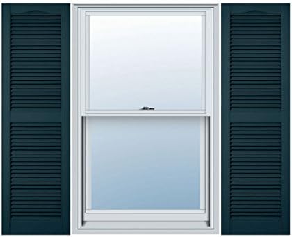 Mid America 00011455002 Standard Size Cathedral Top Center Mullion, Open Louver Vinyl Shutter, w/Installation Shutter-Lok's & Matching Screws (Per Pair), 002, 14 1/2"W x 55"H, Black