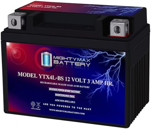 Mighty Max Battery YTX4L-BS SLA Battery for Motorcycle, Scooter, ATV