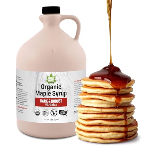Maple Valley Organic Pure Maple Syrup, Dark & Robust, 32oz (Plastic Jug)​ | Naturally Sweetens Cooking, Baking, Coffee, Tea and Marinades; A Better Alternative to Refined Sugar and Table Syrup